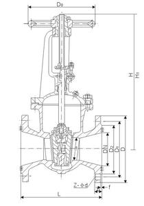 雙閘板閘閥外形結構圖 雙閘板閘閥外形結構圖