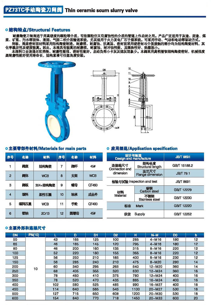 陶瓷刀閘閥參數(shù)尺寸結構圖 陶瓷刀閘閥參數(shù)尺寸結構圖