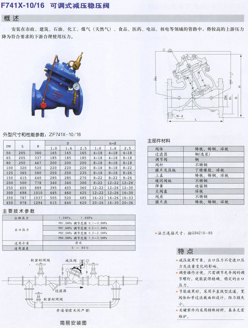 可調式減壓穩(wěn)壓閥,YX741X可調式減壓穩(wěn)壓閥尺寸結構圖 可調式減壓穩(wěn)壓閥,YX741X可調式減壓穩(wěn)壓閥尺寸結構圖