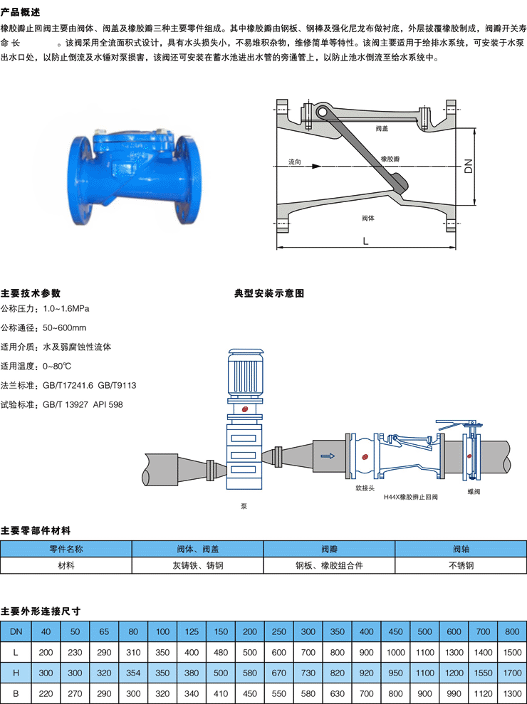 橡膠瓣止回閥,SFCV橡膠瓣止回閥外形結構尺寸圖 橡膠瓣止回閥,SFCV橡膠瓣止回閥外形結構尺寸圖